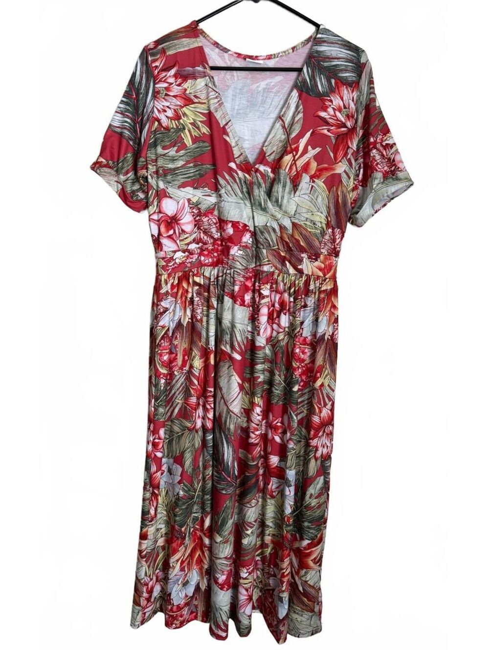 Lascana Women's Midi Dress Size 12 Large Tropical Floral Coquette Girl Cottage
